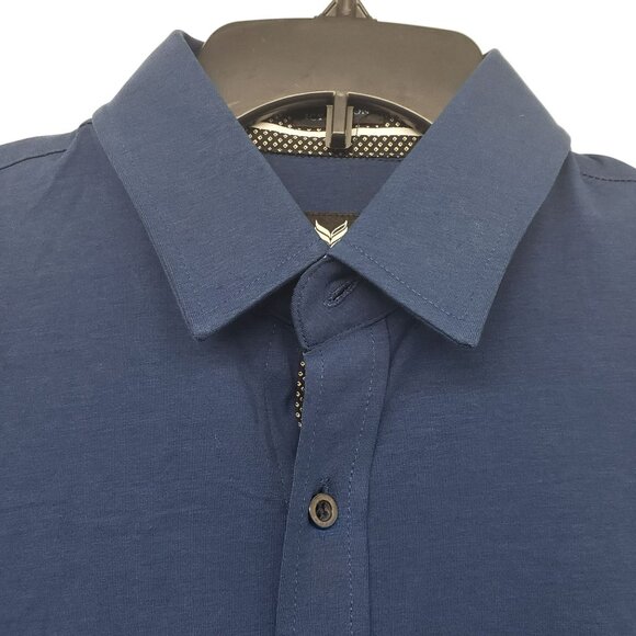 Buttercloth Mens M Regular Fit Icy Cotton Blue Short Sleeve Polo Shirt Casual - Picture 3 of 12